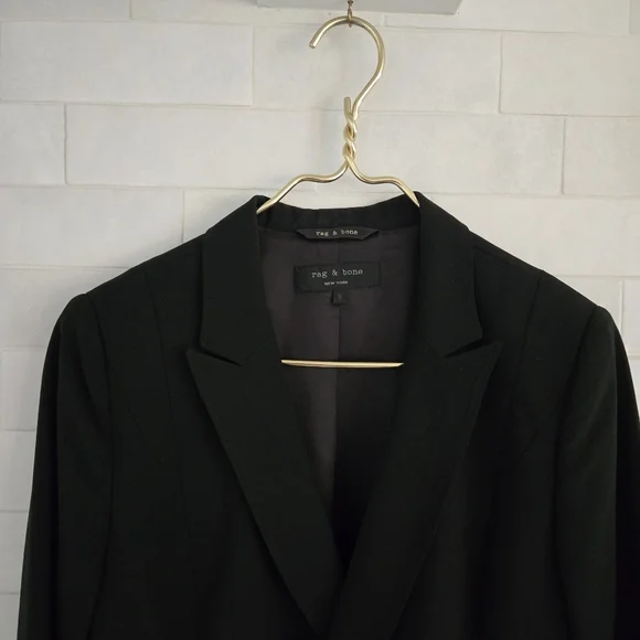 Rag & Bone Double Breasted Black Blazer Brass Buttons Emile Tia Andie Size 8 - Picture 2 of 10